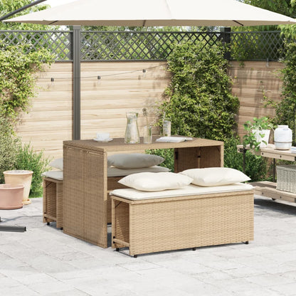 Set da Pranzo da Giardino 3 pz con Cuscini Beige in Polyrattan - homemem39