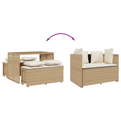 Set da Pranzo da Giardino 3 pz con Cuscini Beige in Polyrattan - homemem39