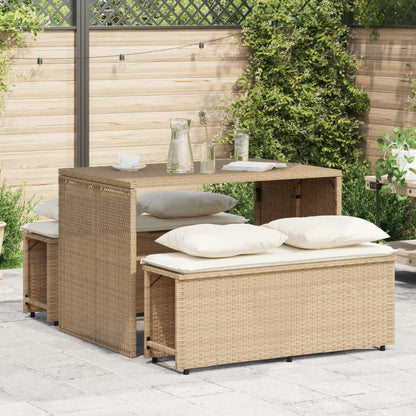 Set da Pranzo da Giardino 3 pz con Cuscini Beige in Polyrattan - homemem39