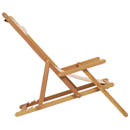 Sedia da Spiaggia Pieghevole Beige Legno di Eucalipto e Tessuto | homemem39