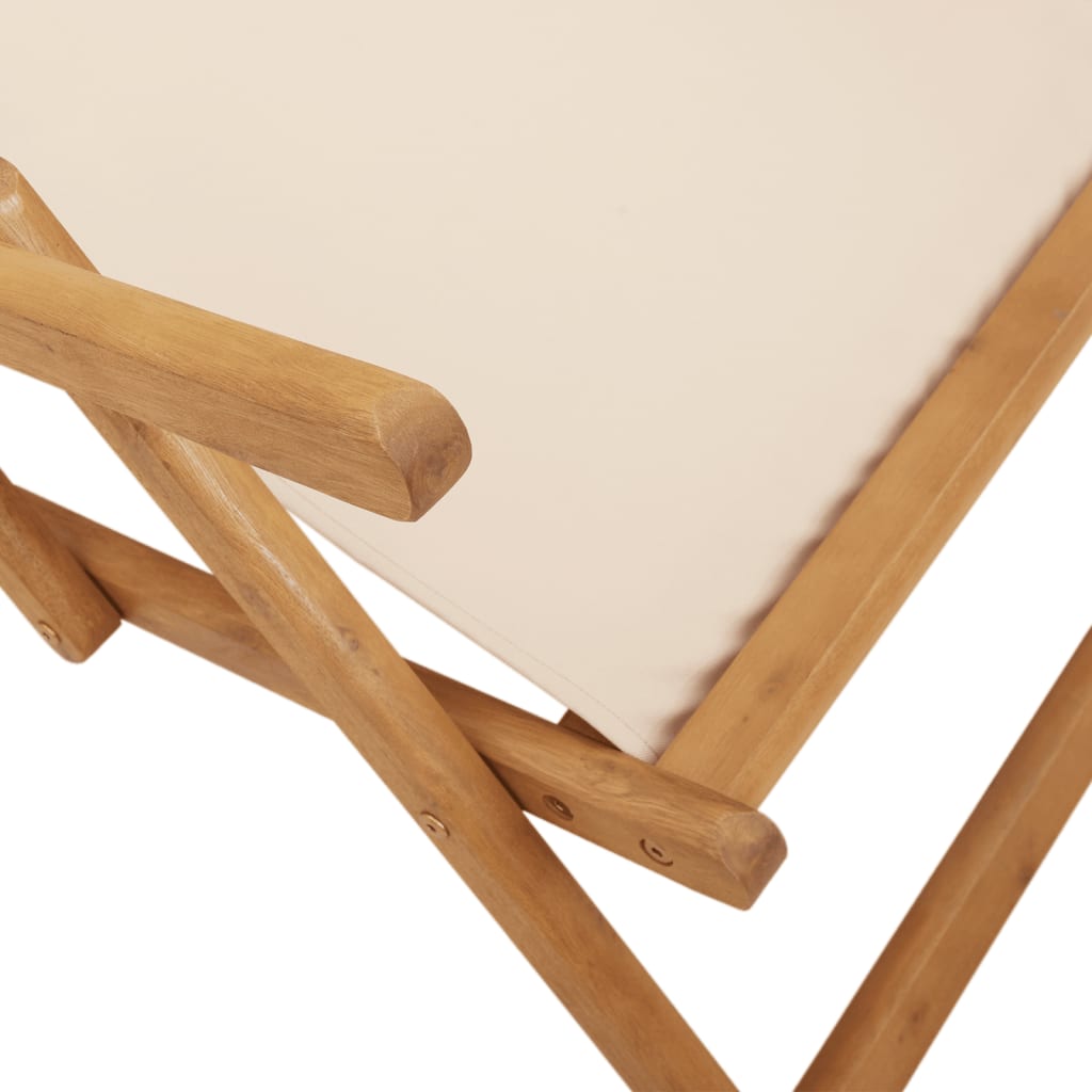 Sedia da Spiaggia Pieghevole Beige Legno di Eucalipto e Tessuto | homemem39