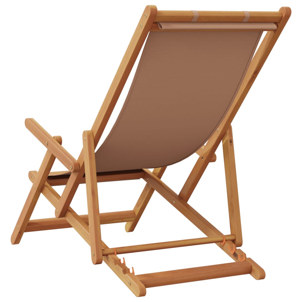 Sedia da Spiaggia Pieghevole Beige Legno di Eucalipto e Tessuto | homemem39