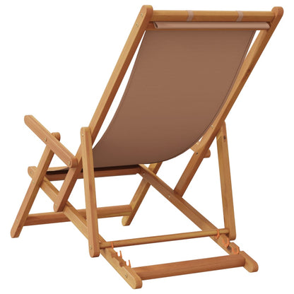 Sedia da Spiaggia Pieghevole Beige Legno di Eucalipto e Tessuto | homemem39