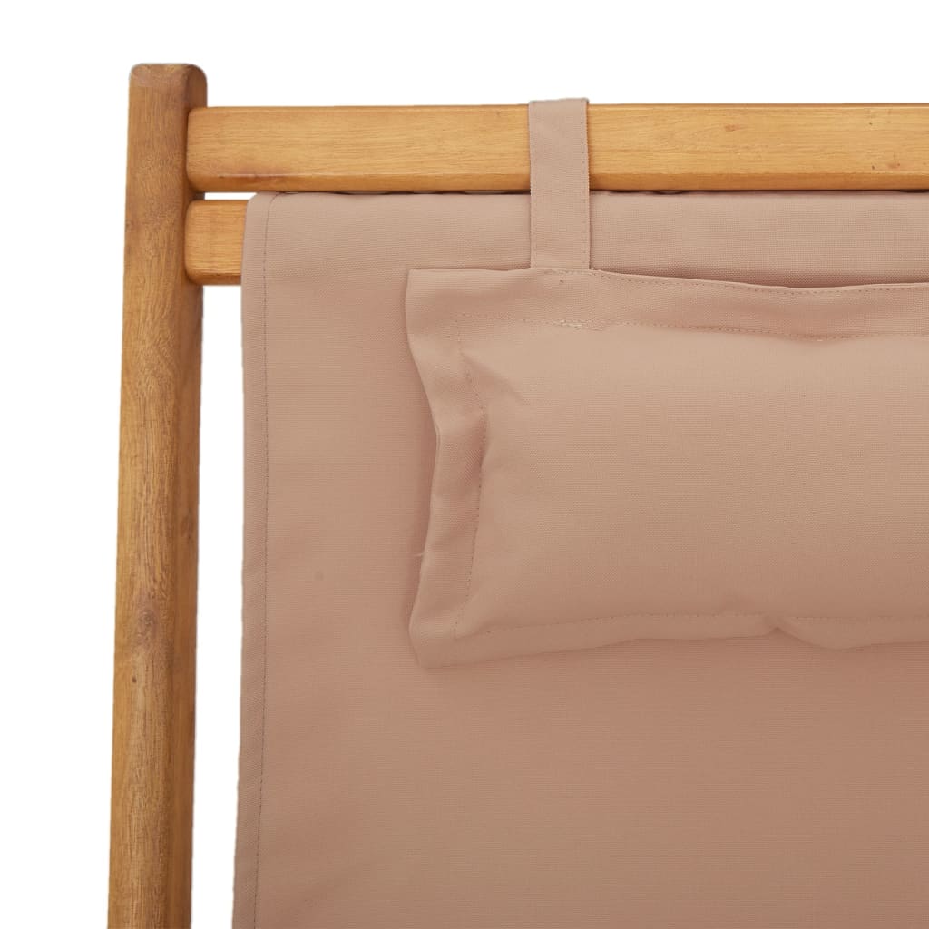 Sedia da Spiaggia Pieghevole Beige Legno di Eucalipto e Tessuto | homemem39