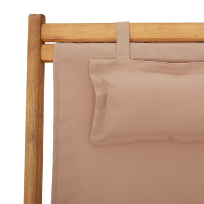 Sedia da Spiaggia Pieghevole Beige Legno di Eucalipto e Tessuto | homemem39