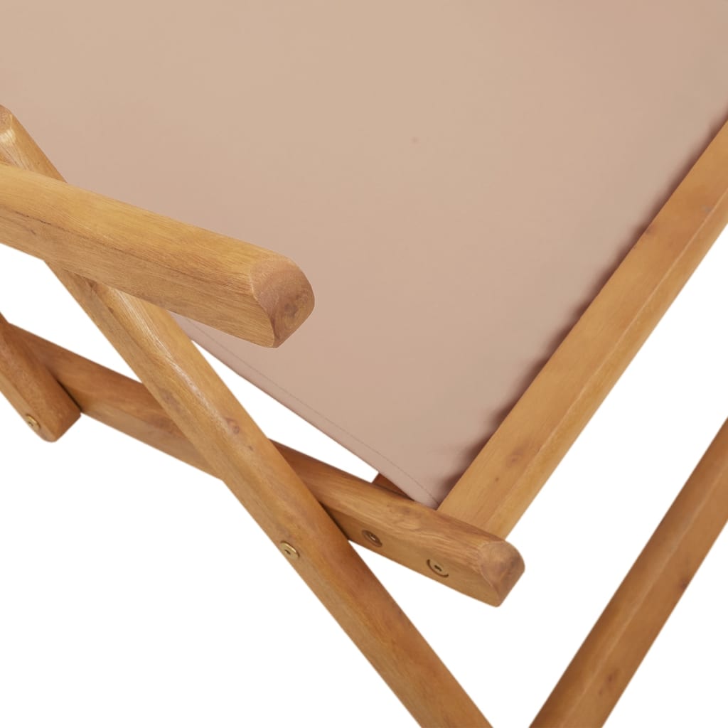 Sedia da Spiaggia Pieghevole Beige Legno di Eucalipto e Tessuto | homemem39