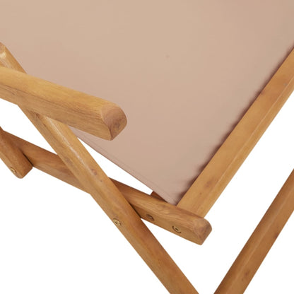 Sedia da Spiaggia Pieghevole Beige Legno di Eucalipto e Tessuto | homemem39