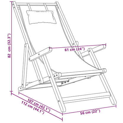 Sedia da Spiaggia Pieghevole Beige Legno di Eucalipto e Tessuto | homemem39