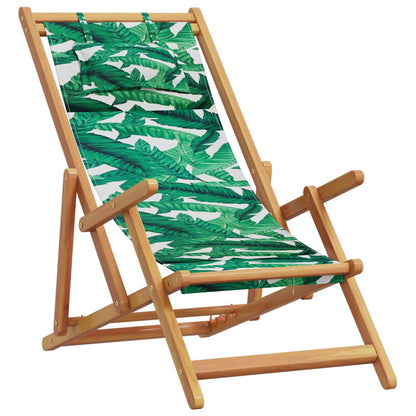 Sedia da Spiaggia Pieghevole Foglie Legno Eucalipto e Tessuto | homemem39
