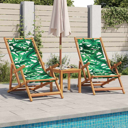 Sedia da Spiaggia Pieghevole Foglie Legno Eucalipto e Tessuto | homemem39