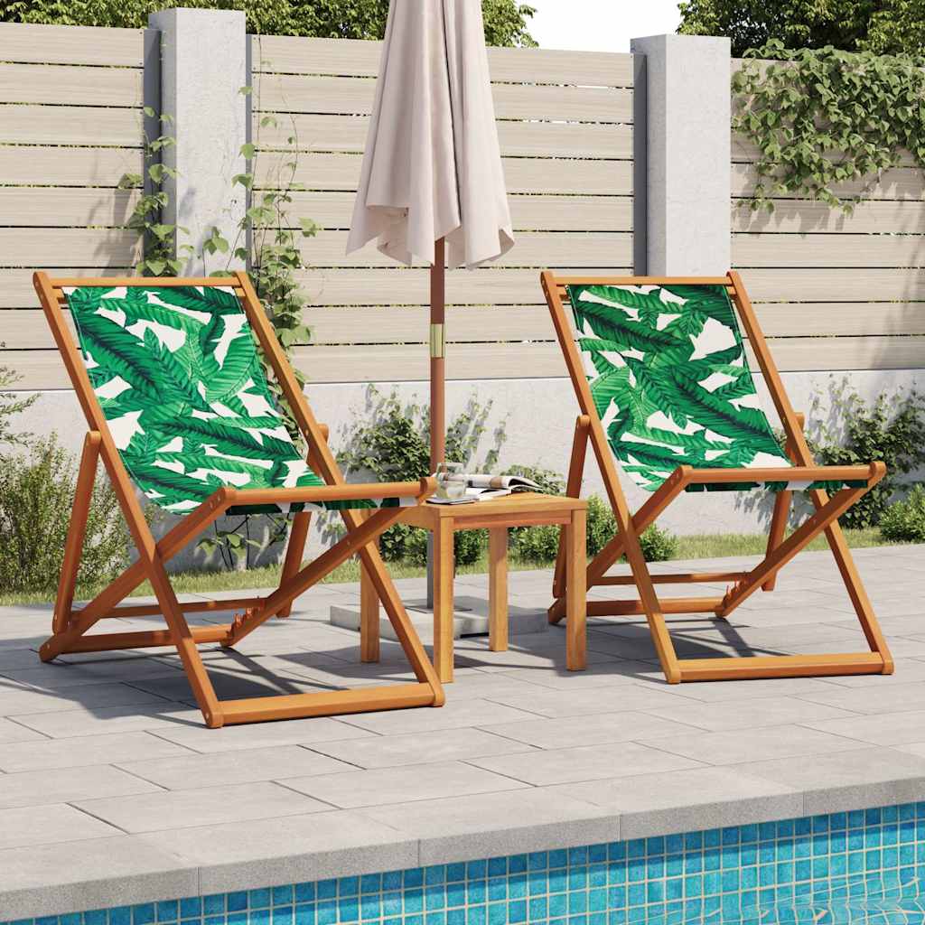 Sedia da Spiaggia Pieghevole Foglie Legno Eucalipto e Tessuto | homemem39