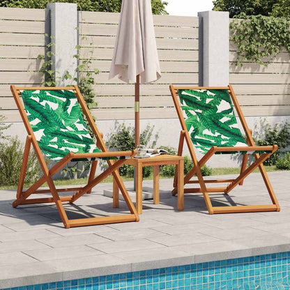 Sedia da Spiaggia Pieghevole Foglie Legno Eucalipto e Tessuto | homemem39
