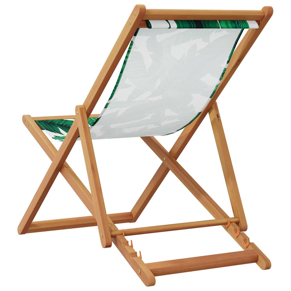 Sedia da Spiaggia Pieghevole Foglie Legno Eucalipto e Tessuto | homemem39