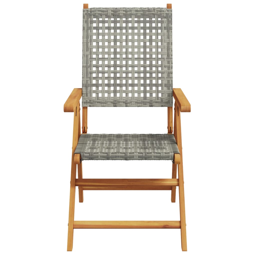 Sedie da Giardino 2pz Grigie Legno Massello Acacia e Polyrattan | homemem39