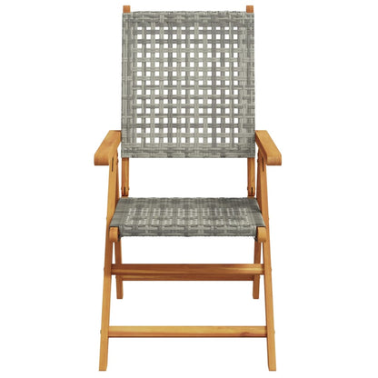 Sedie da Giardino 2pz Grigie Legno Massello Acacia e Polyrattan | homemem39