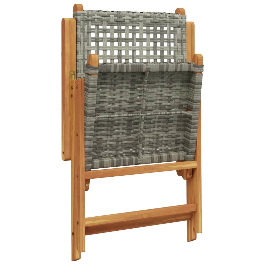Sedie da Giardino 2pz Grigie Legno Massello Acacia e Polyrattan | homemem39