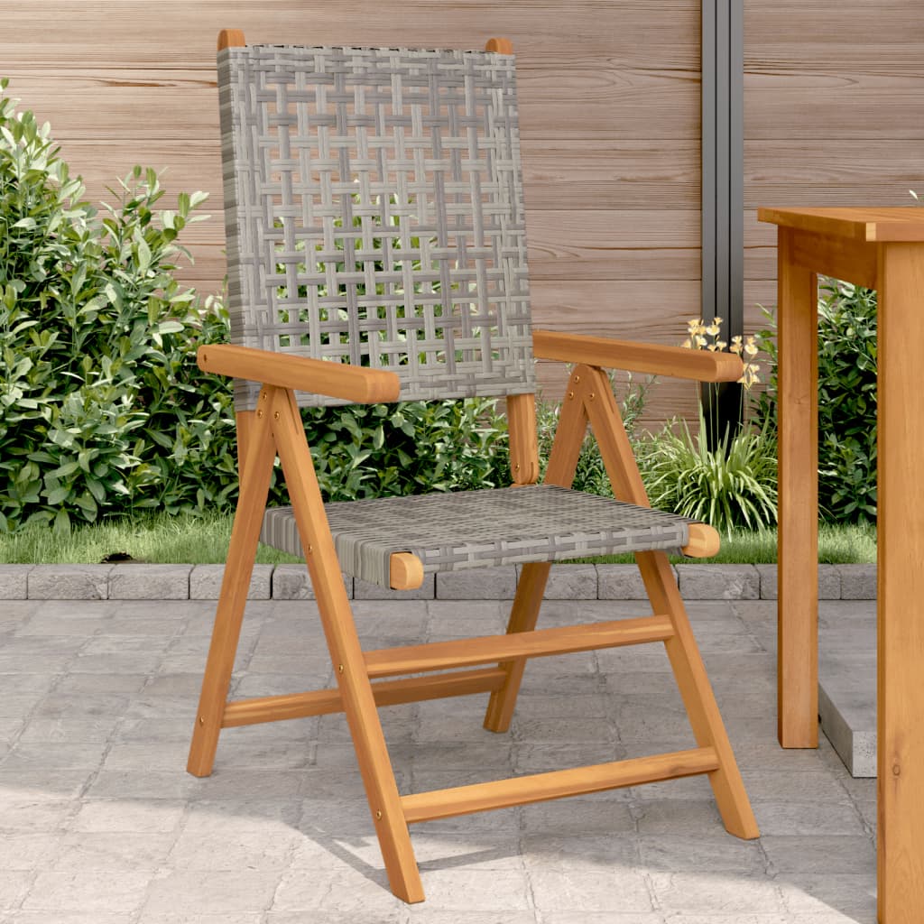 Sedie da Giardino 2pz Grigie Legno Massello Acacia e Polyrattan - homemem39