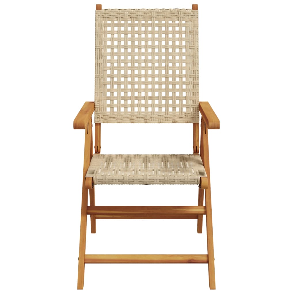 Sedie da Giardino 2 pz Beige Legno Massello Acacia e Polyrattan | homemem39