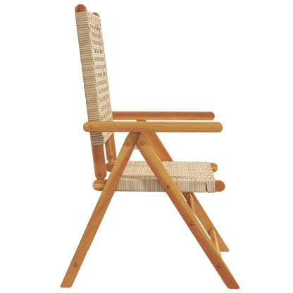 Sedie da Giardino 2 pz Beige Legno Massello Acacia e Polyrattan | homemem39
