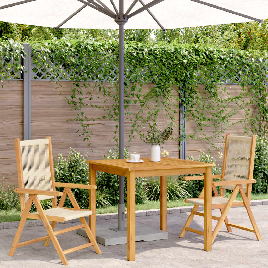 Sedie Giardino 2 pz Beige Legno Massello Acacia e Polipropilene | homemem39