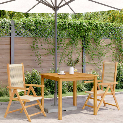 Sedie Giardino 2 pz Beige Legno Massello Acacia e Polipropilene | homemem39