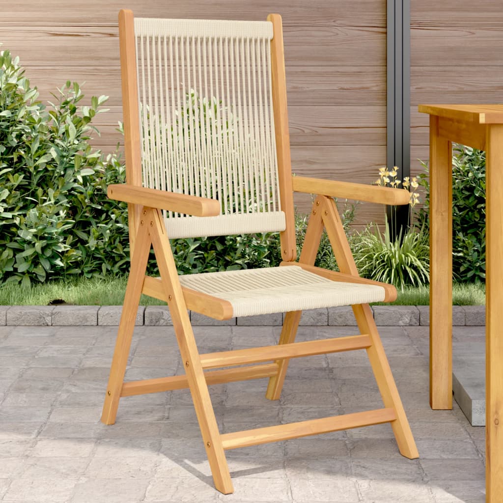 Sedie Giardino 2 pz Beige Legno Massello Acacia e Polipropilene | homemem39