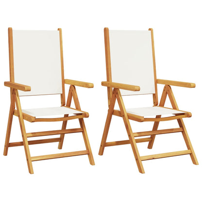 Sedie Giardino 2pz Bianco Crema Legno Massello Acacia e Tessuto | homemem39