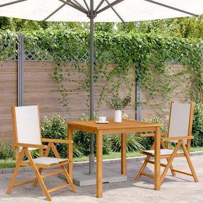 Sedie Giardino 2pz Bianco Crema Legno Massello Acacia e Tessuto | homemem39