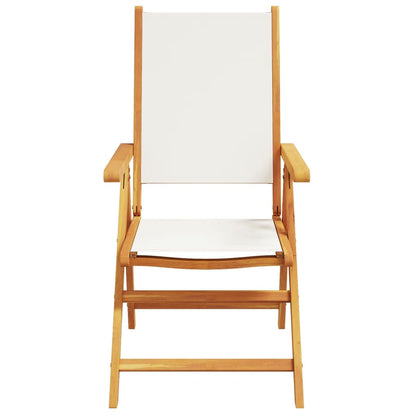 Sedie Giardino 2pz Bianco Crema Legno Massello Acacia e Tessuto | homemem39