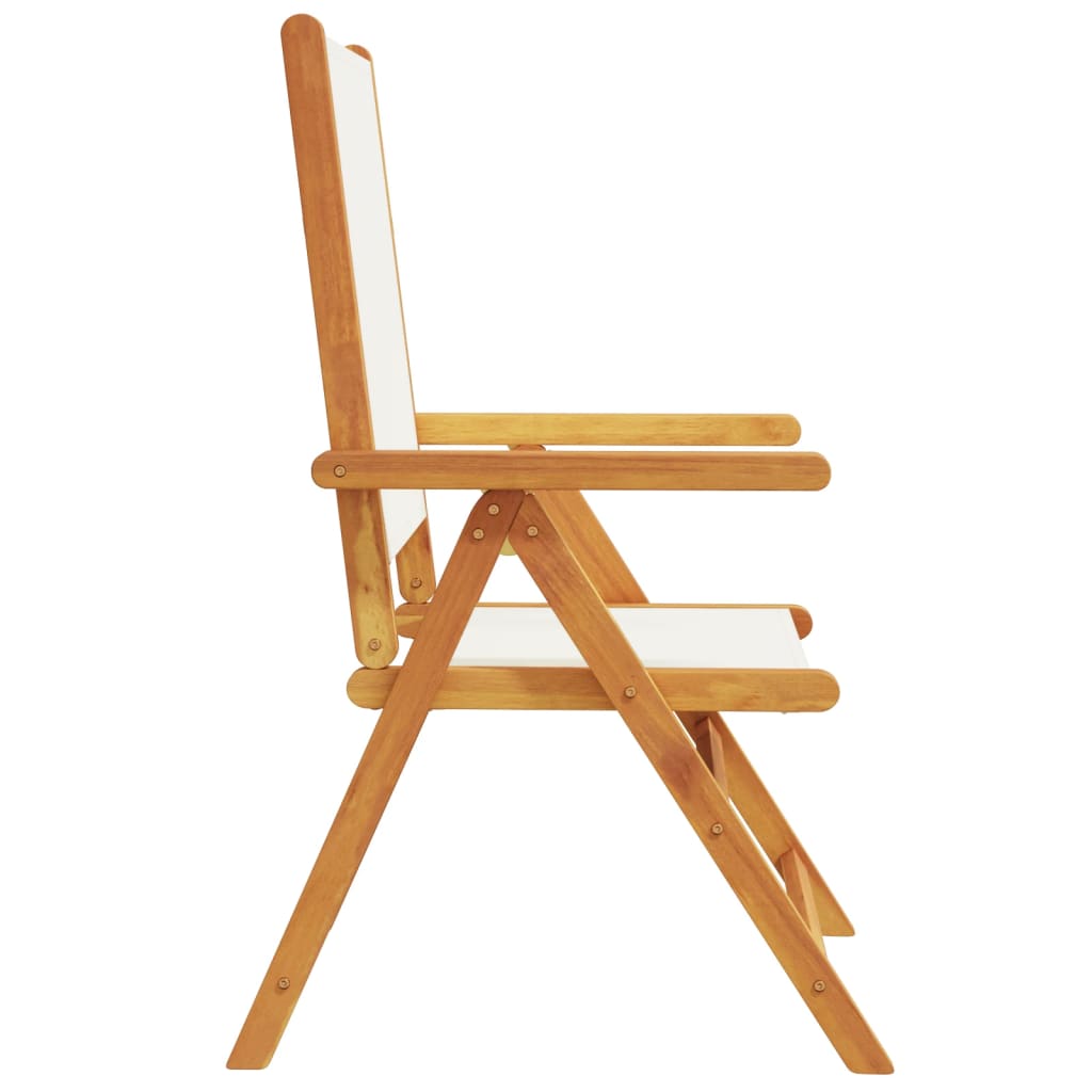 Sedie Giardino 2pz Bianco Crema Legno Massello Acacia e Tessuto | homemem39