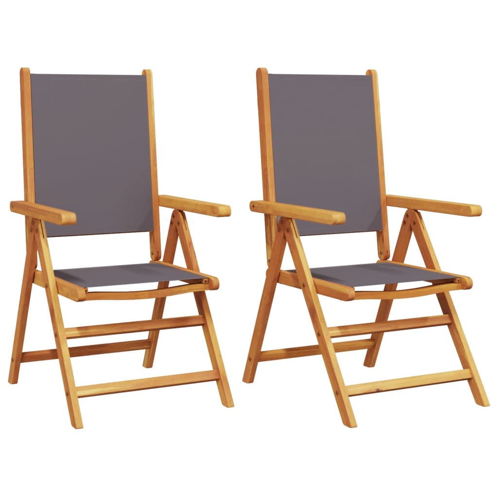 Sedie da Giardino 2pz Antracite Legno Massello Acacia e Tessuto | homemem39