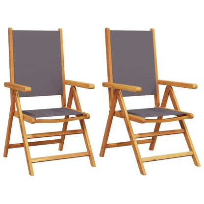 Sedie da Giardino 2pz Antracite Legno Massello Acacia e Tessuto | homemem39