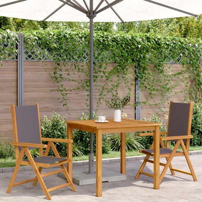 Sedie da Giardino 2pz Antracite Legno Massello Acacia e Tessuto | homemem39