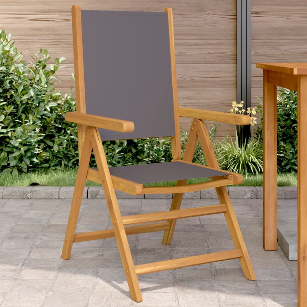 Sedie da Giardino 2pz Antracite Legno Massello Acacia e Tessuto | homemem39