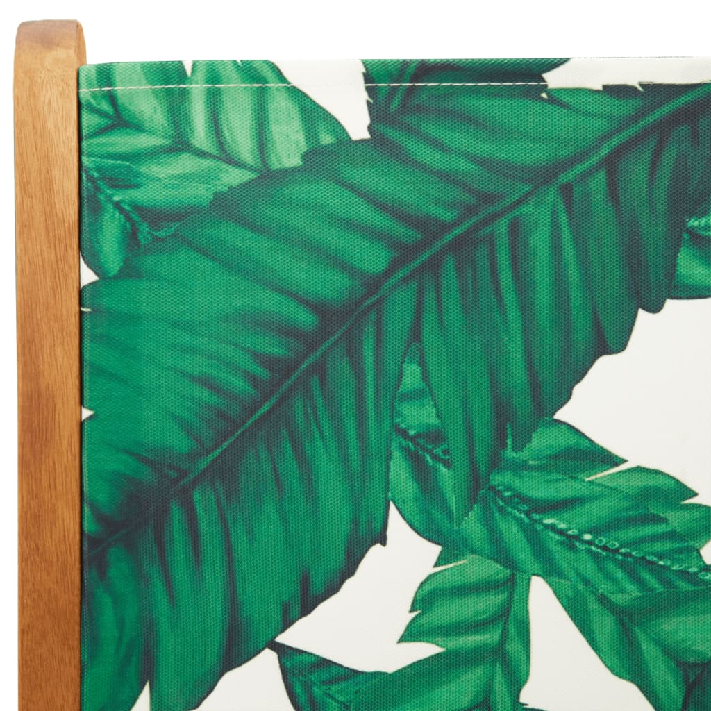 Sedie Giardino 2pz Motivo Foglia Legno Massello Acacia Tessuto