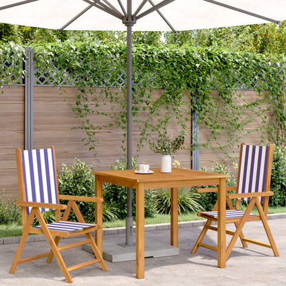 Sedie Giardino 2pz Blu e Bianco Legno Massello Acacia e Tessuto | homemem39
