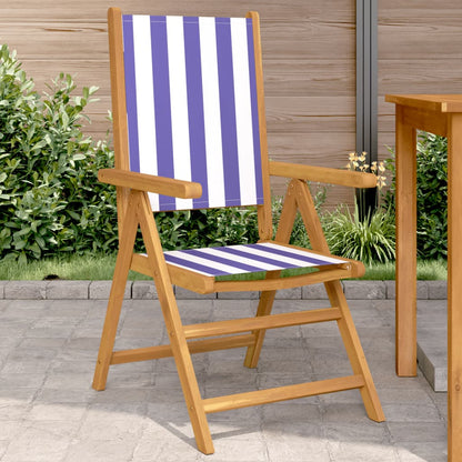 Sedie Giardino 2pz Blu e Bianco Legno Massello Acacia e Tessuto | homemem39
