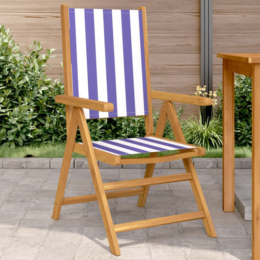 Sedie Giardino 2pz Blu e Bianco Legno Massello Acacia e Tessuto | homemem39