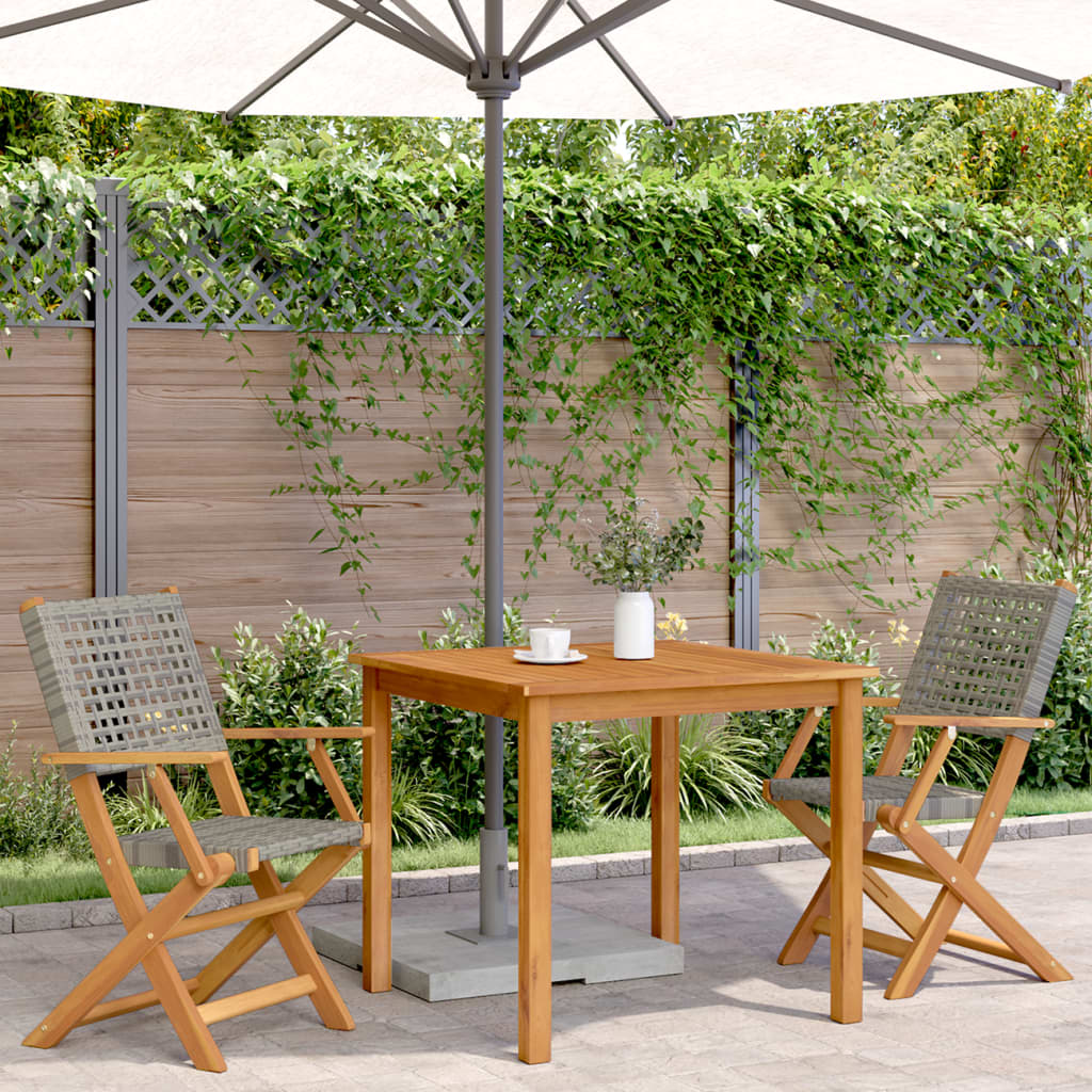 Sedie da Giardino 2pz Grigie Legno Massello Acacia e Polyrattan - homemem39