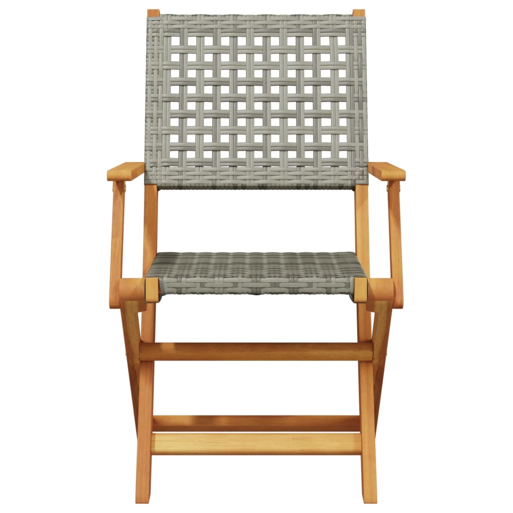 Sedie da Giardino 2pz Grigie Legno Massello Acacia e Polyrattan | homemem39