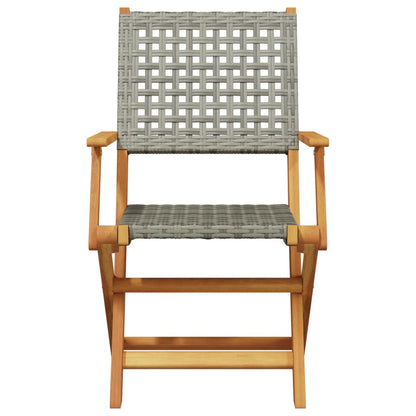 Sedie da Giardino 2pz Grigie Legno Massello Acacia e Polyrattan | homemem39