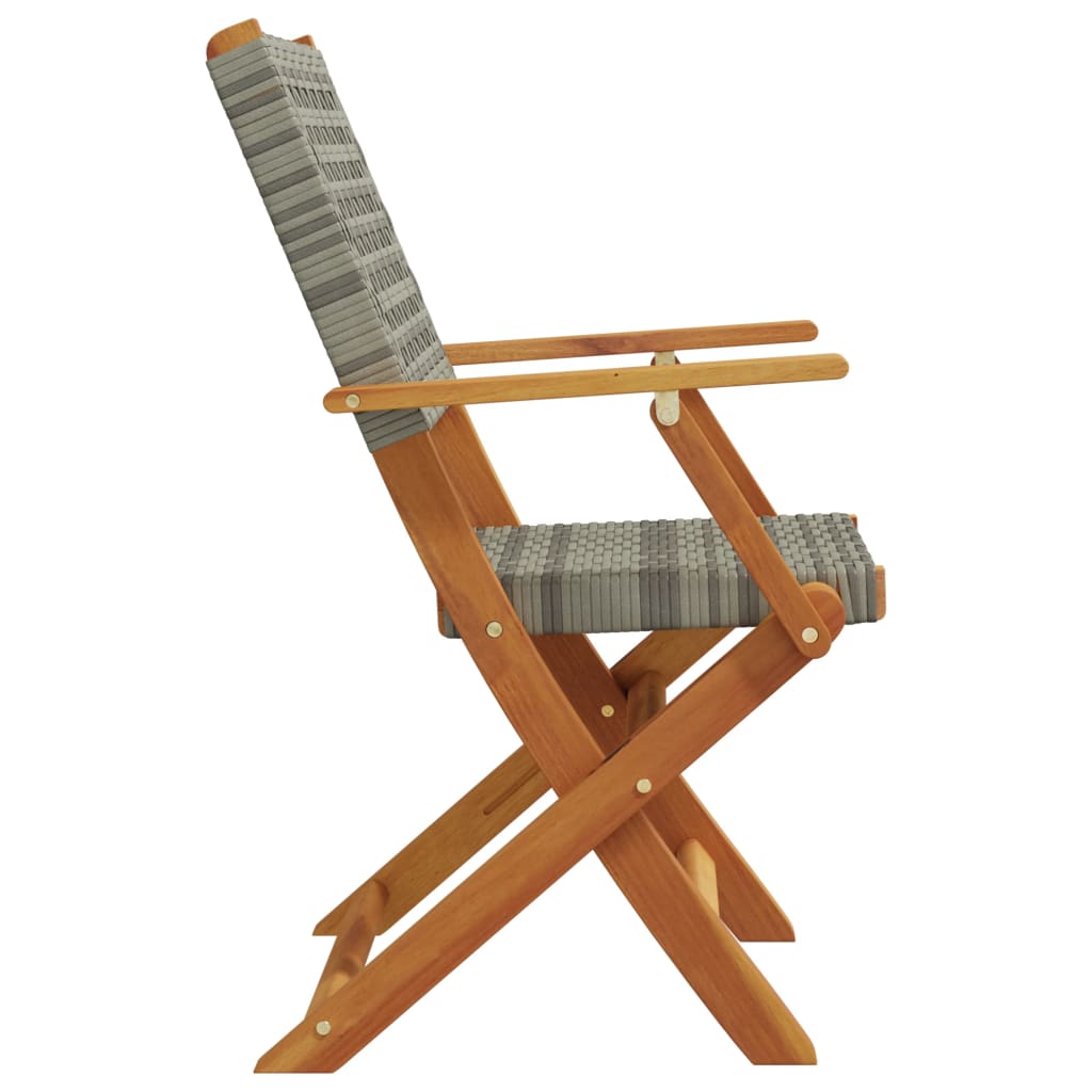 Sedie da Giardino 2pz Grigie Legno Massello Acacia e Polyrattan | homemem39