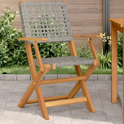 Sedie da Giardino 2pz Grigie Legno Massello Acacia e Polyrattan | homemem39