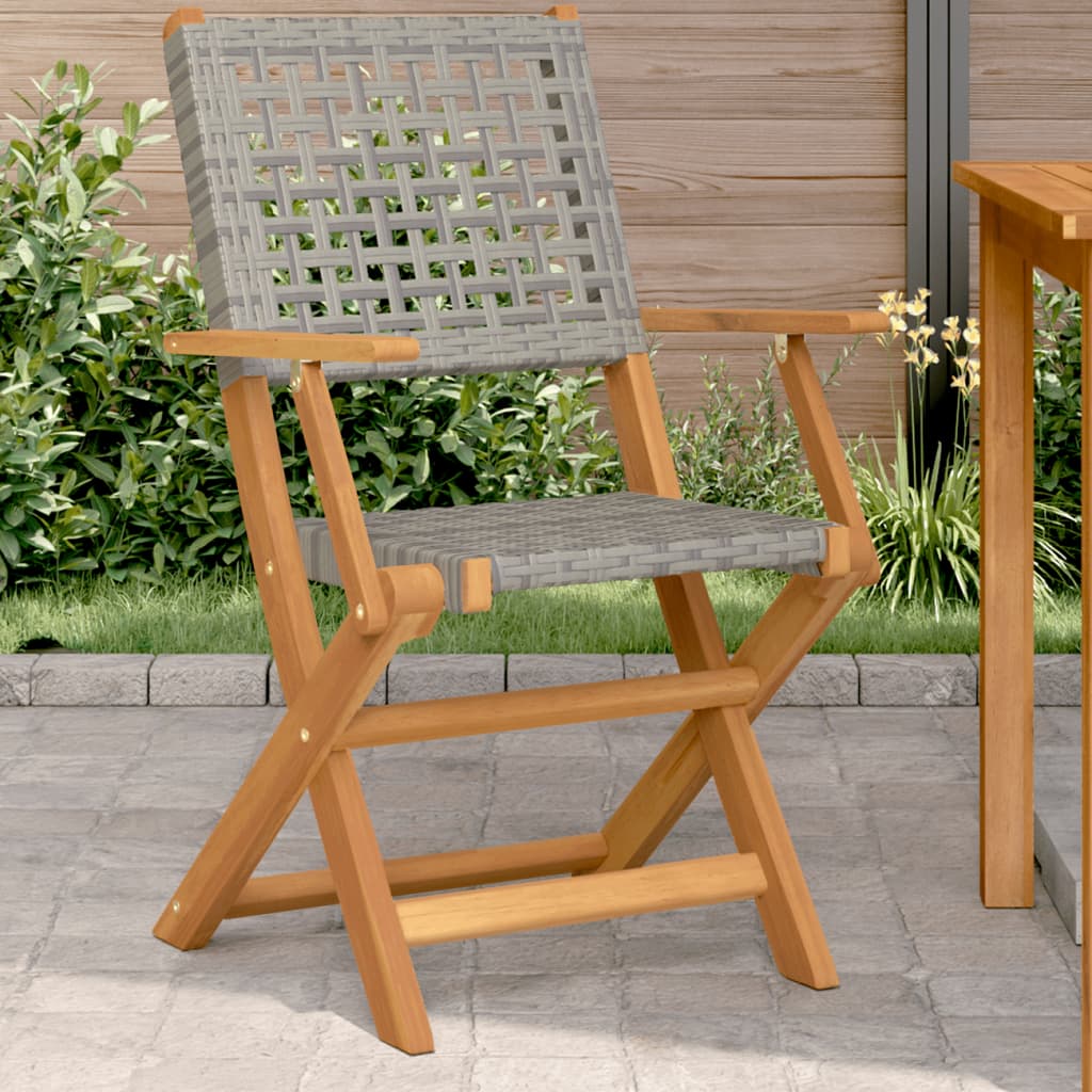 Sedie da Giardino 2pz Grigie Legno Massello Acacia e Polyrattan - homemem39
