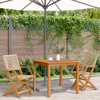 Sedie da Giardino 2 pz Beige Legno Massello Acacia e Polyrattan | homemem39