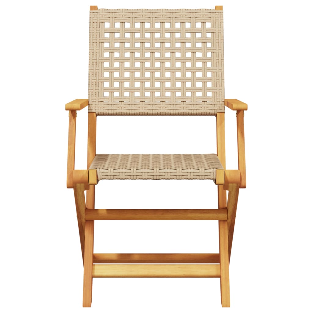 Sedie da Giardino 2 pz Beige Legno Massello Acacia e Polyrattan - homemem39