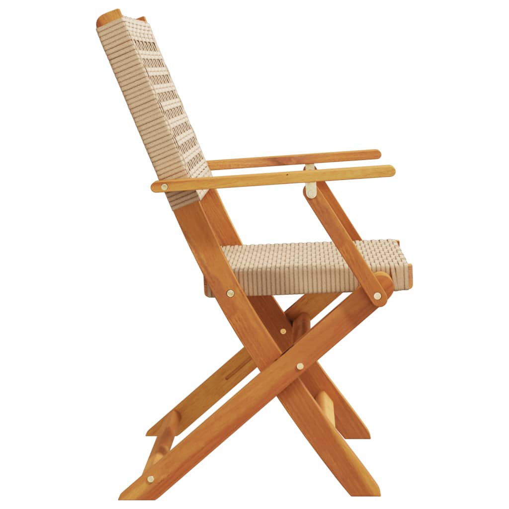 Sedie da Giardino 2 pz Beige Legno Massello Acacia e Polyrattan | homemem39