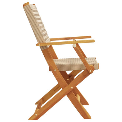Sedie da Giardino 2 pz Beige Legno Massello Acacia e Polyrattan | homemem39