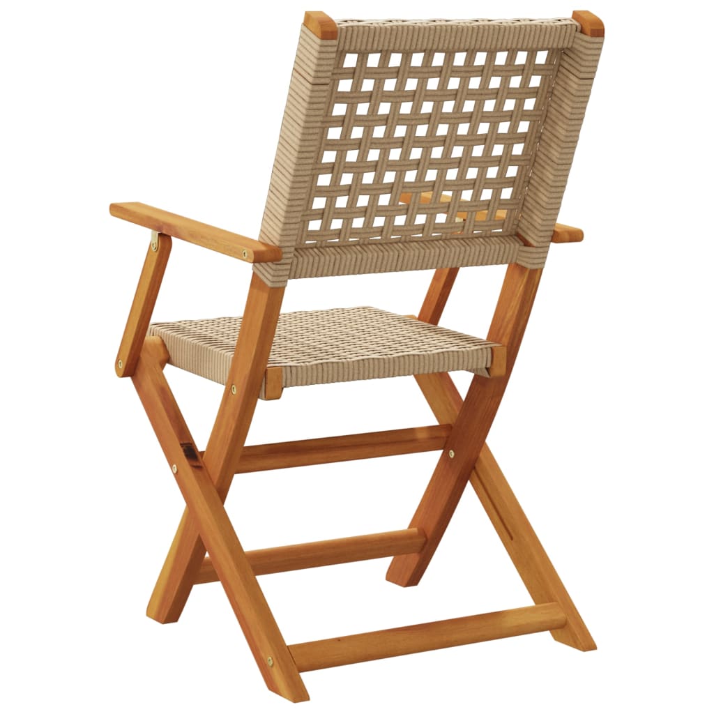 Sedie da Giardino 2 pz Beige Legno Massello Acacia e Polyrattan | homemem39