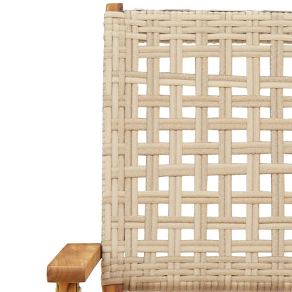 Sedie da Giardino 2 pz Beige Legno Massello Acacia e Polyrattan | homemem39